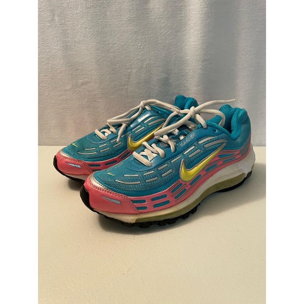 Nike women's 2006 Max Air sneaker pink blue size 7 lace up yellow swoosh